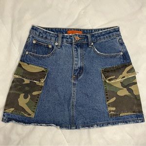 CARGO DENIM SKIRT CAMOUFLAGE Y2K